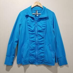 Play Fast Forward Jacket Womens 1X Blue Ruched Full Zip Softshell Stretch Active